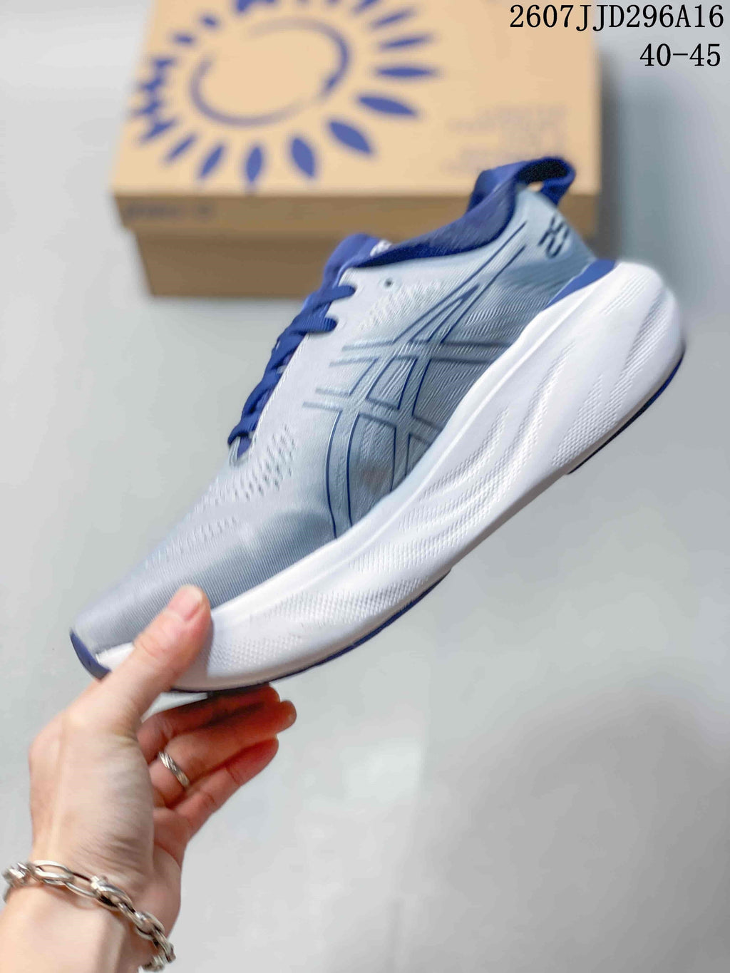 Women's ASICS GEL-Nimbus 25 Running Sneakers Gray Blue - product image from the listing.