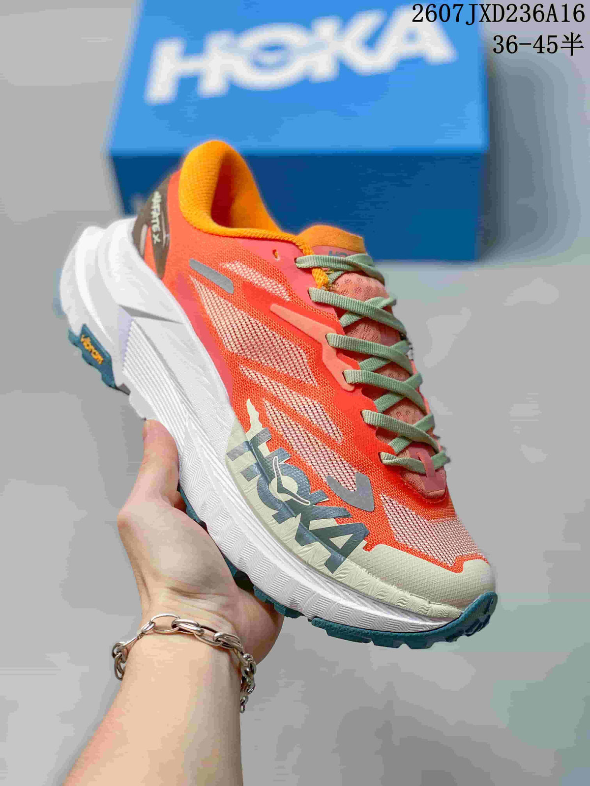 Hoka MAFATE X Trail Running Shoes in Coral - product image from the listing.