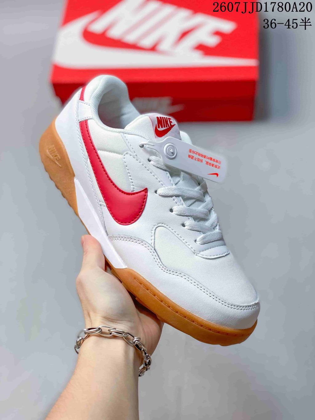 Nike Terra Manta Suede Trainers White Red Gum Sole - product image from the listing.