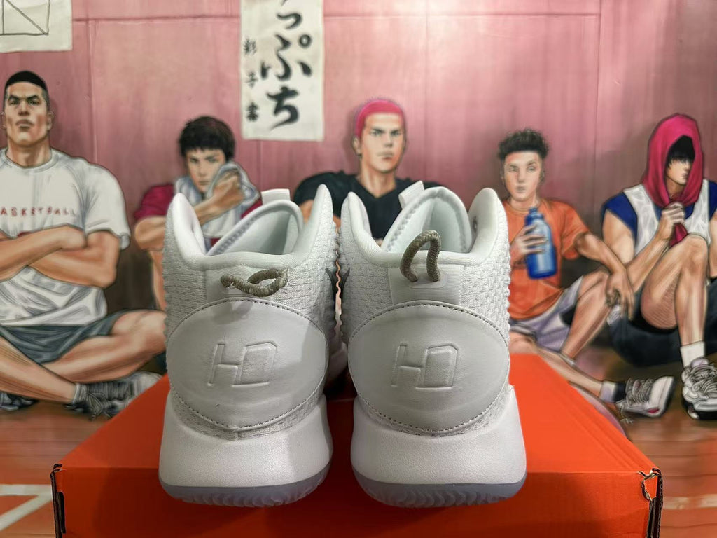Nike Zoom Basketball Shoes in White and Silver - product image from the listing.