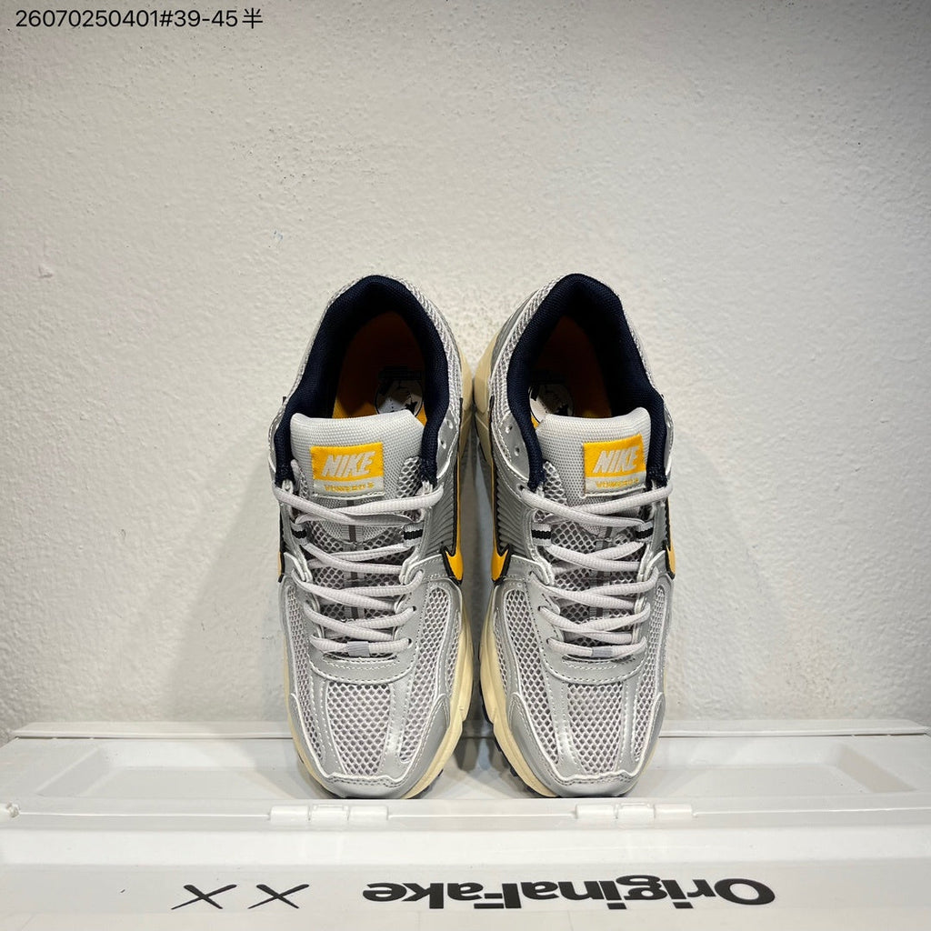 Nike Air Zoom Vomero 5 Running Shoes in White Grey Yellow - product image from the listing.