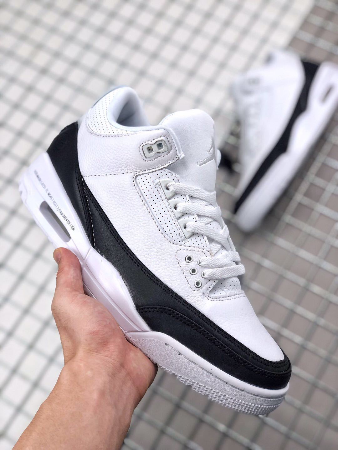 Fragment x Air Jordan 3 Sneakers in White Black - product image from the listing.