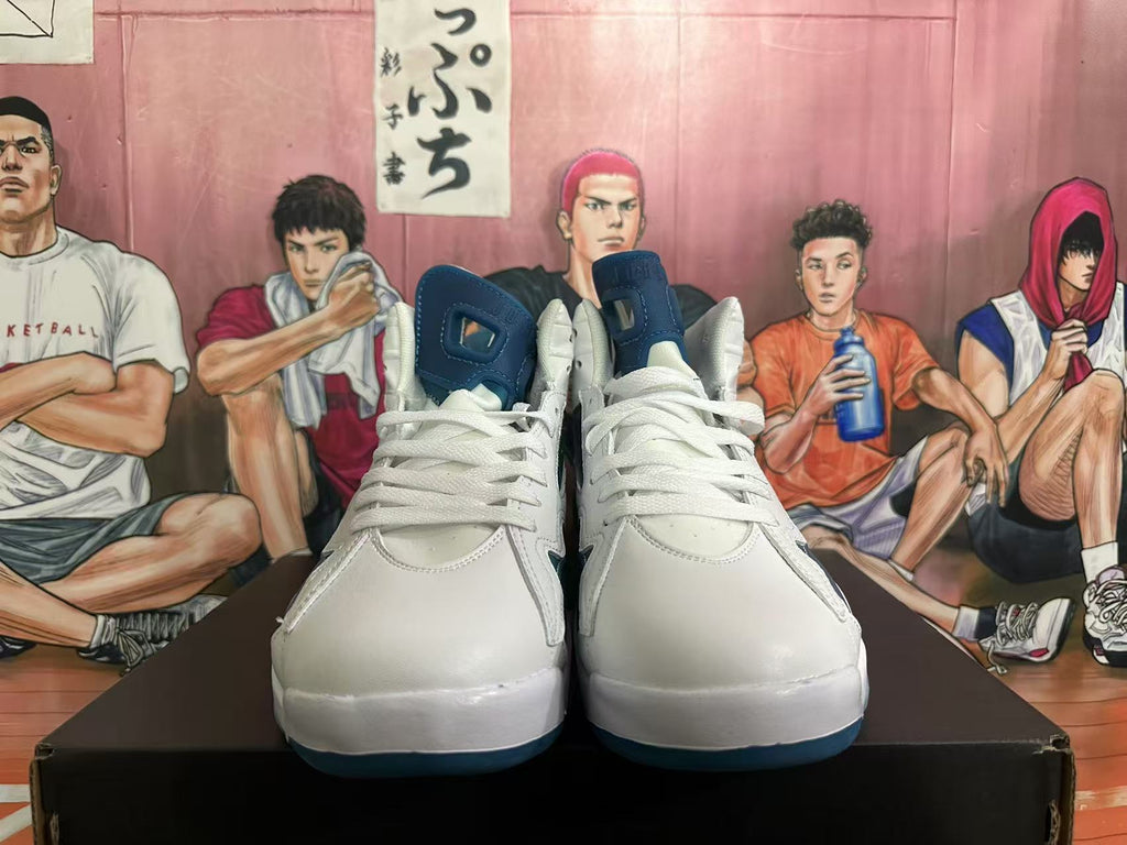 Air Jordan 6 White and Blue High-Top Sneakers - product image from the listing.