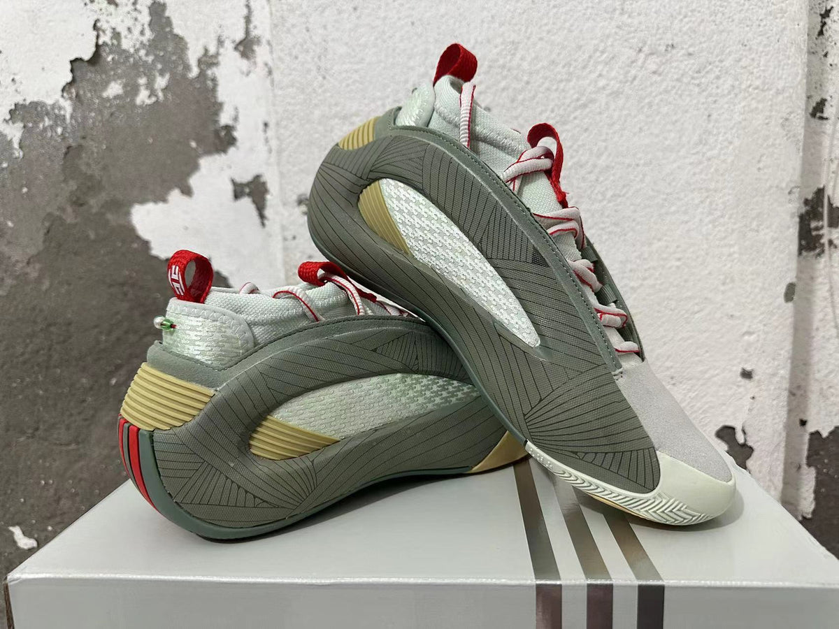 Adidas Harden Vol. 8 Basketball Shoes, in Gray and Red - product image from the listing.