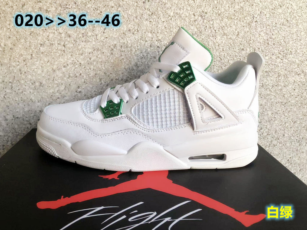 Jordan 4 Sneakers in White and Green - product image from the listing.