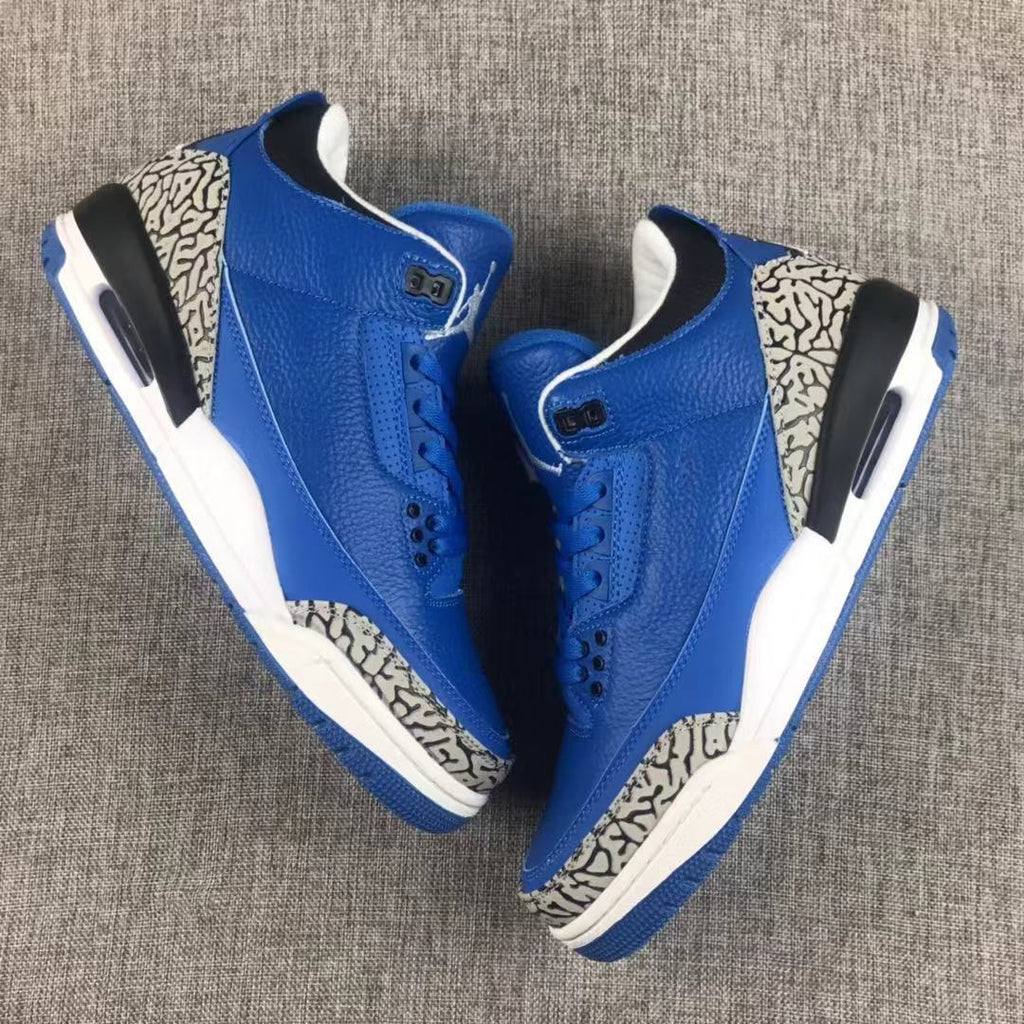 Air Jordan 3 Blue Elephant Print Sneakers - product image from the listing.
