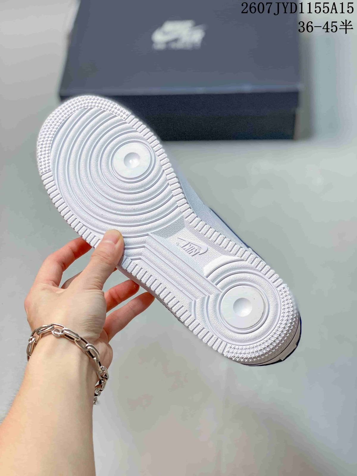 Nike Air Force 1 White Blue Pattern Trainers 2607TYD1155A15 - product image from the listing.