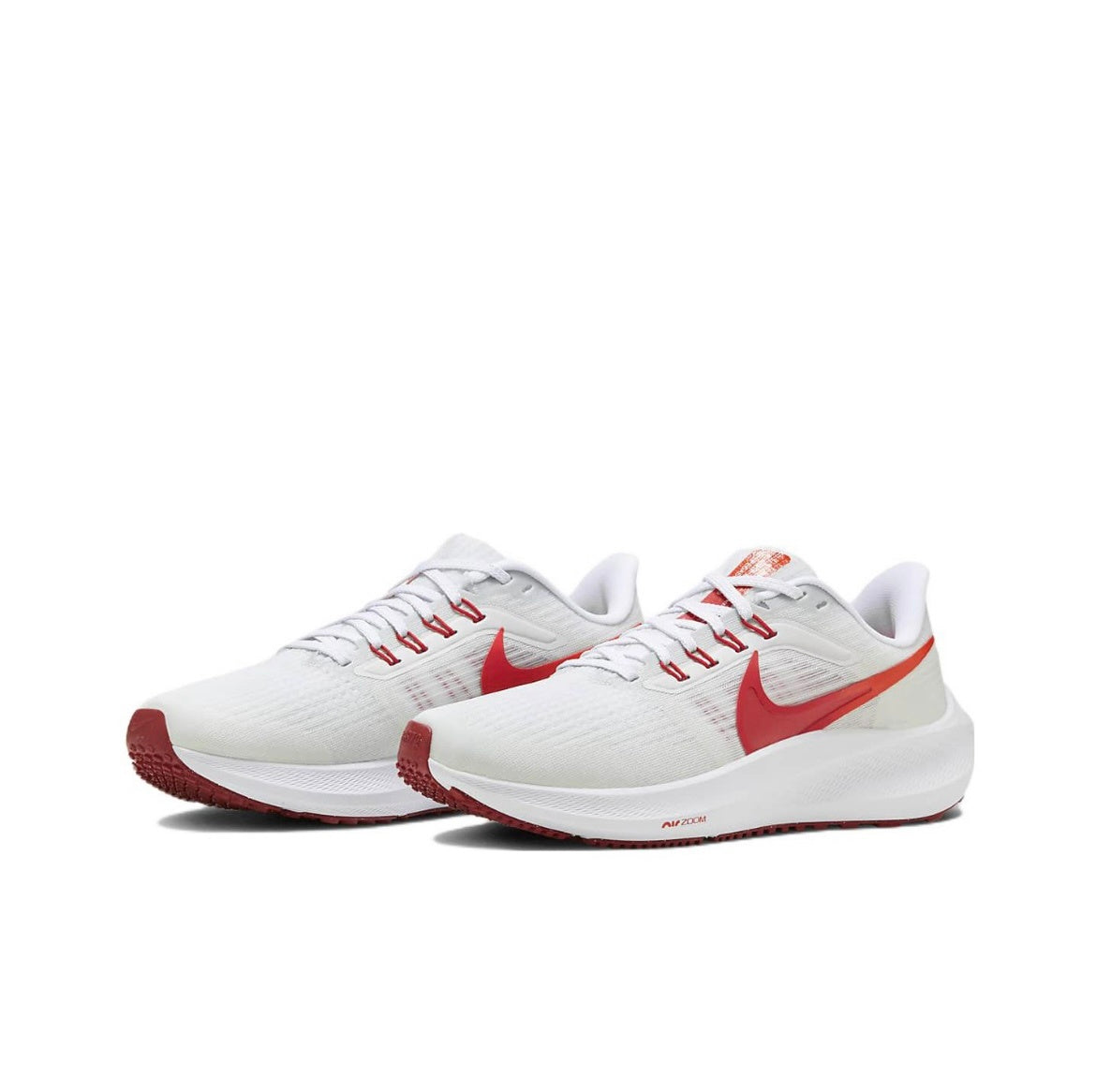 Nike Air Zoom Pegasus 39 Running Shoes in White Red DH4071-103 - product image from the listing.