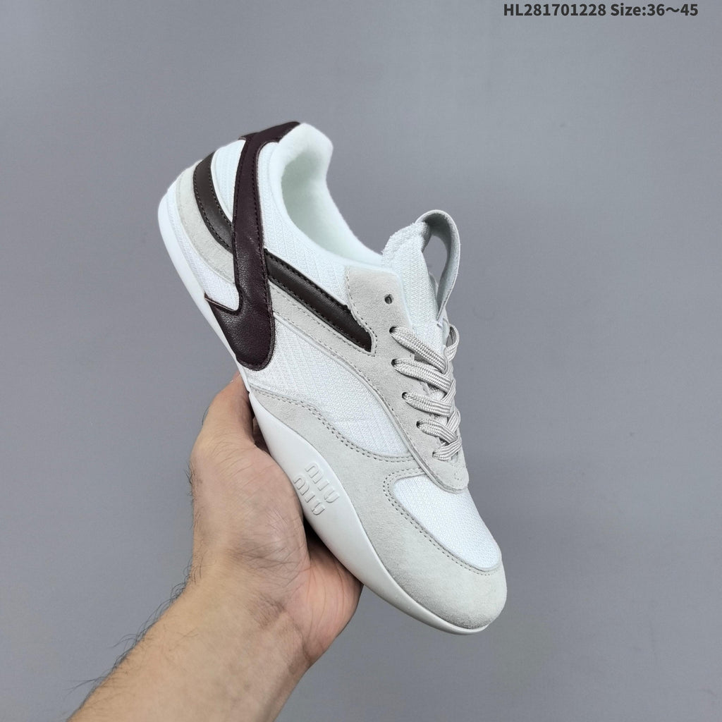 Women's Miu Miu White and Gray Lace-Up Sneakers - product image from the listing.