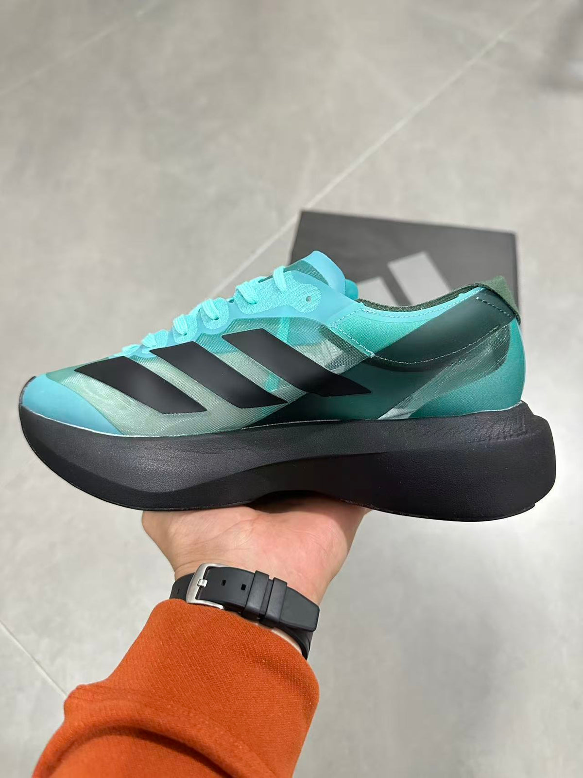 Nike Air Max Scorpion Flyknit Sneakers, in Turquoise and Black IH5588 - product image from the listing.