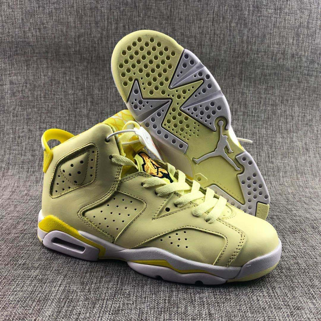Air Jordan 6 Floral Yellow High-Top Sneakers - product image from the listing.
