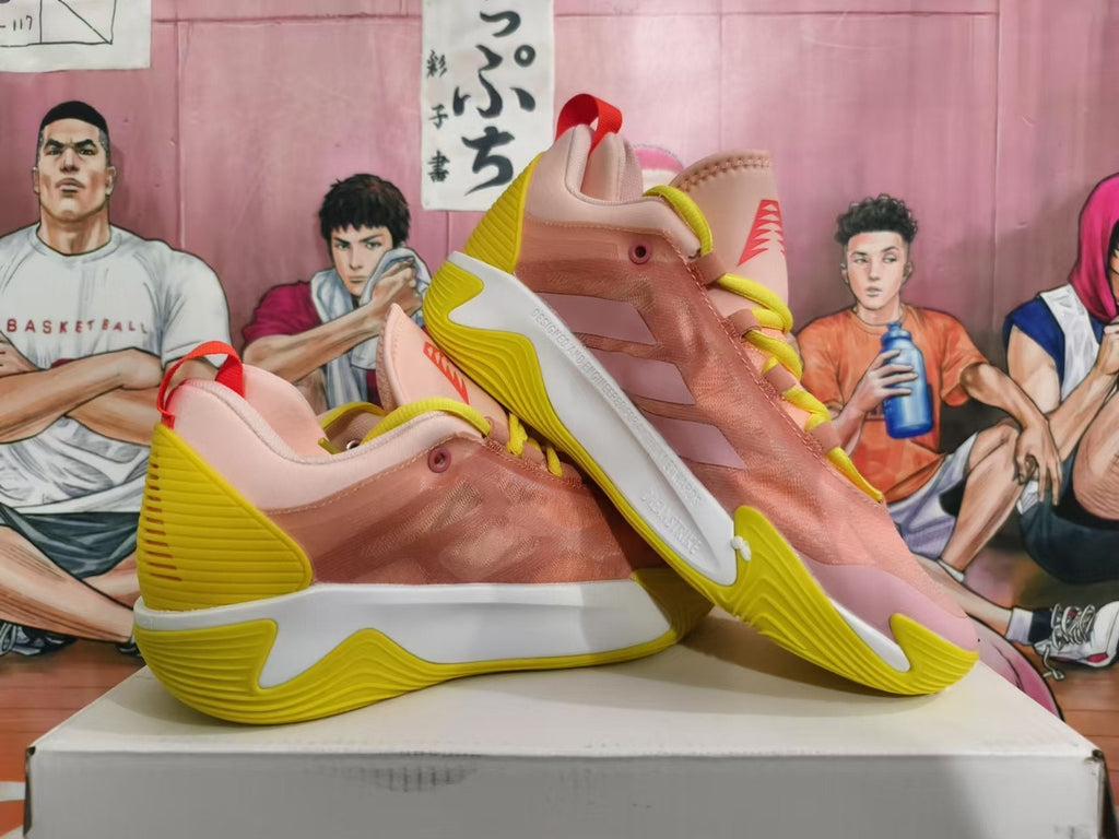 Pink and Yellow Basketball Sneakers - product image from the listing.