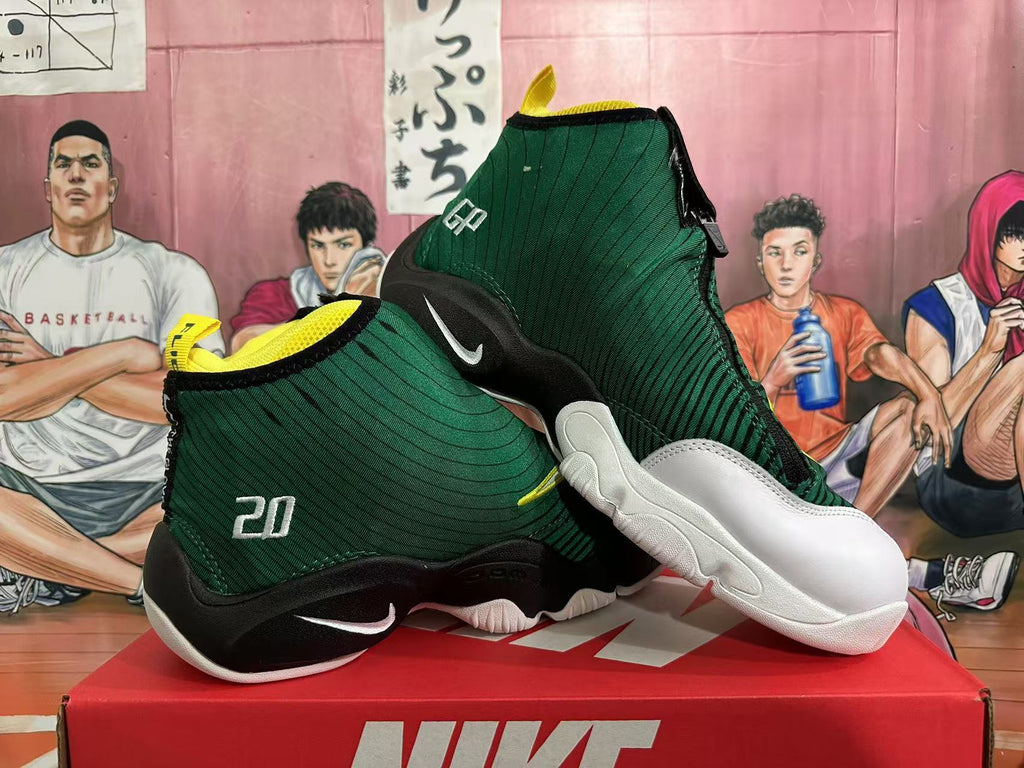 Nike Basketball Sneakers in Green Black Yellow - product image from the listing.