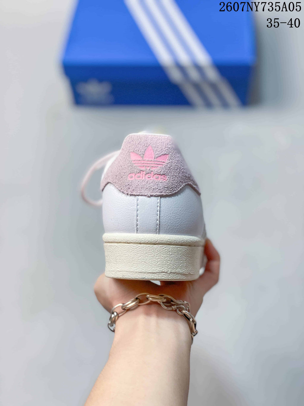 Adidas Superstar Custom White Trainers with Pastel Laces - product image from the listing.