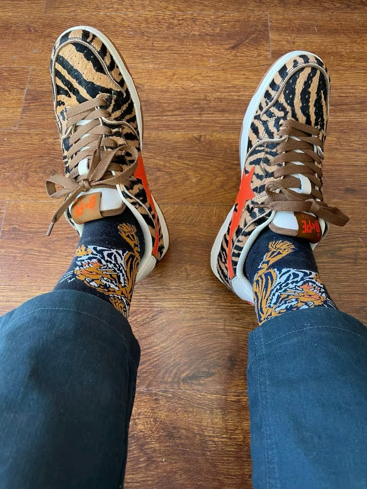 BAPE SK8 STA Tiger-Stripe Low-Cut Sneakers - product image from the listing.