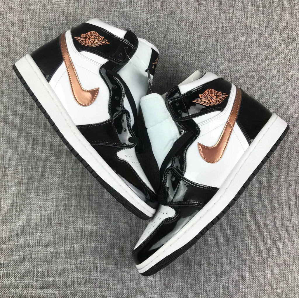Black, White and Bronze Sneakers - Air Jordan 1 High - product image from the listing.