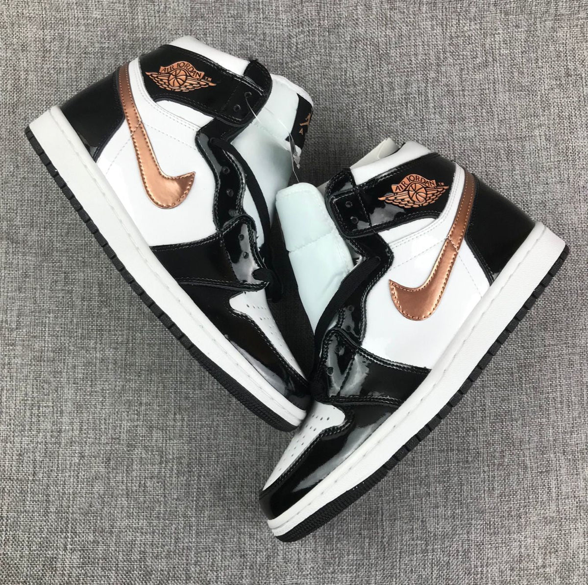 Black, White and Bronze Sneakers - Air Jordan 1 High - product image from the listing.