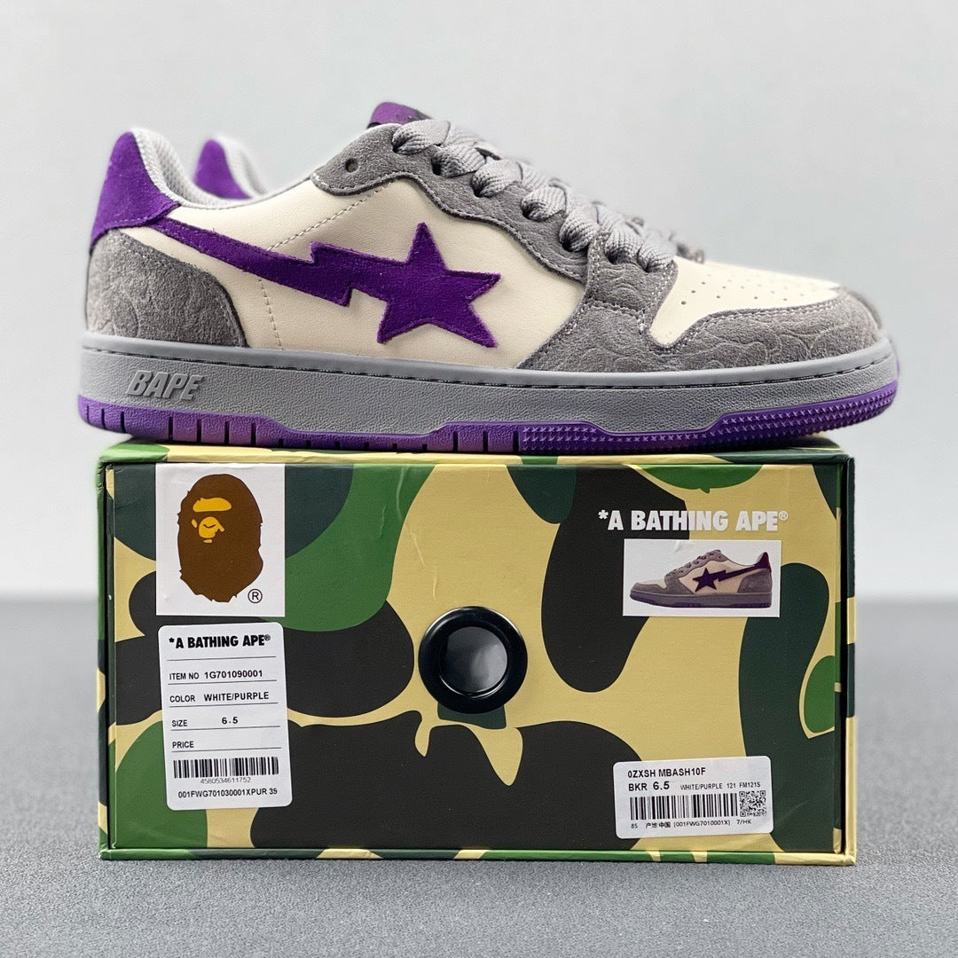BAPE SK8 Sta Sneakers in White Purple - product image from the listing.