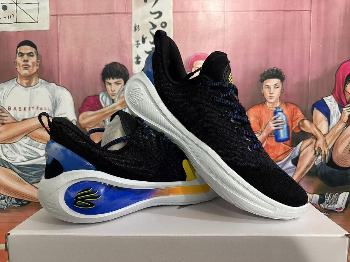 Basketball Shoes in Black, in Yellow and Blue - product image from the listing.