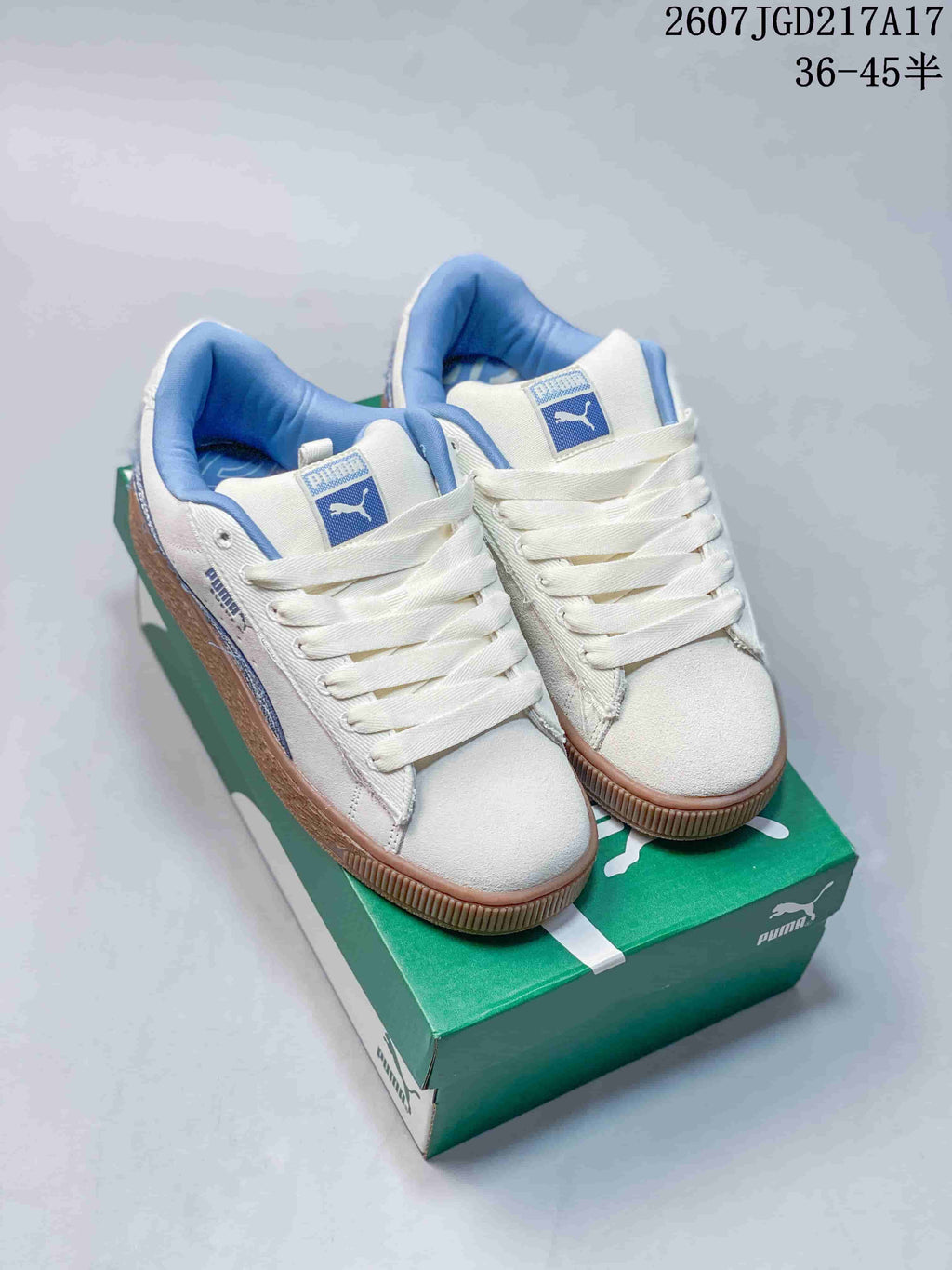 PUMA Suede XL Crush Sneakers in White Blue Gum 2607JGD217A17 - product image from the listing.
