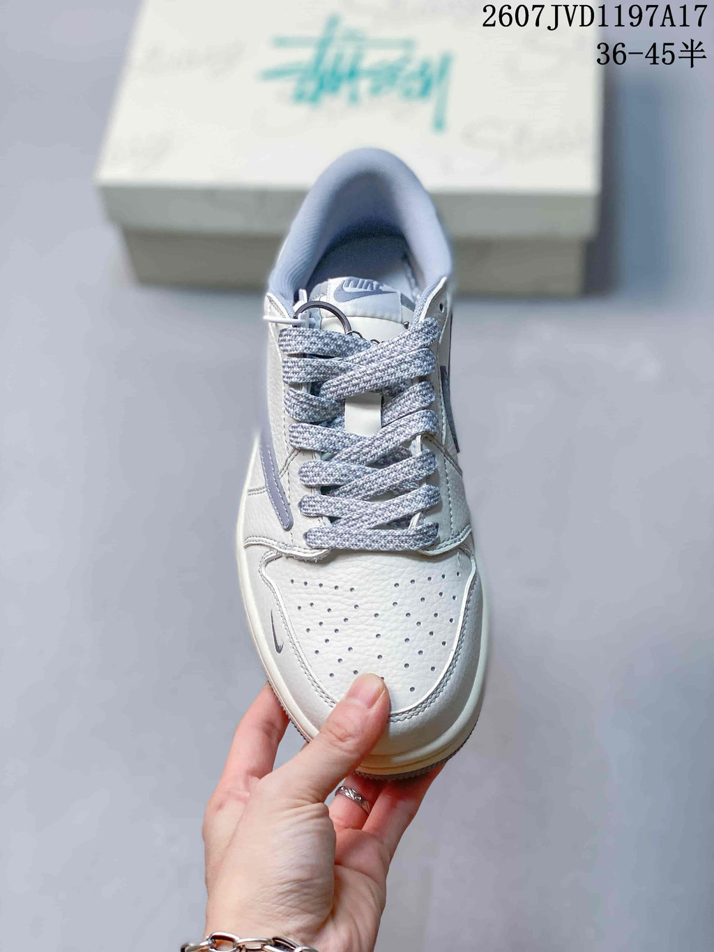 Air Jordan Low White Grey Sneakers 2607JVD1197A17 - product image from the listing.