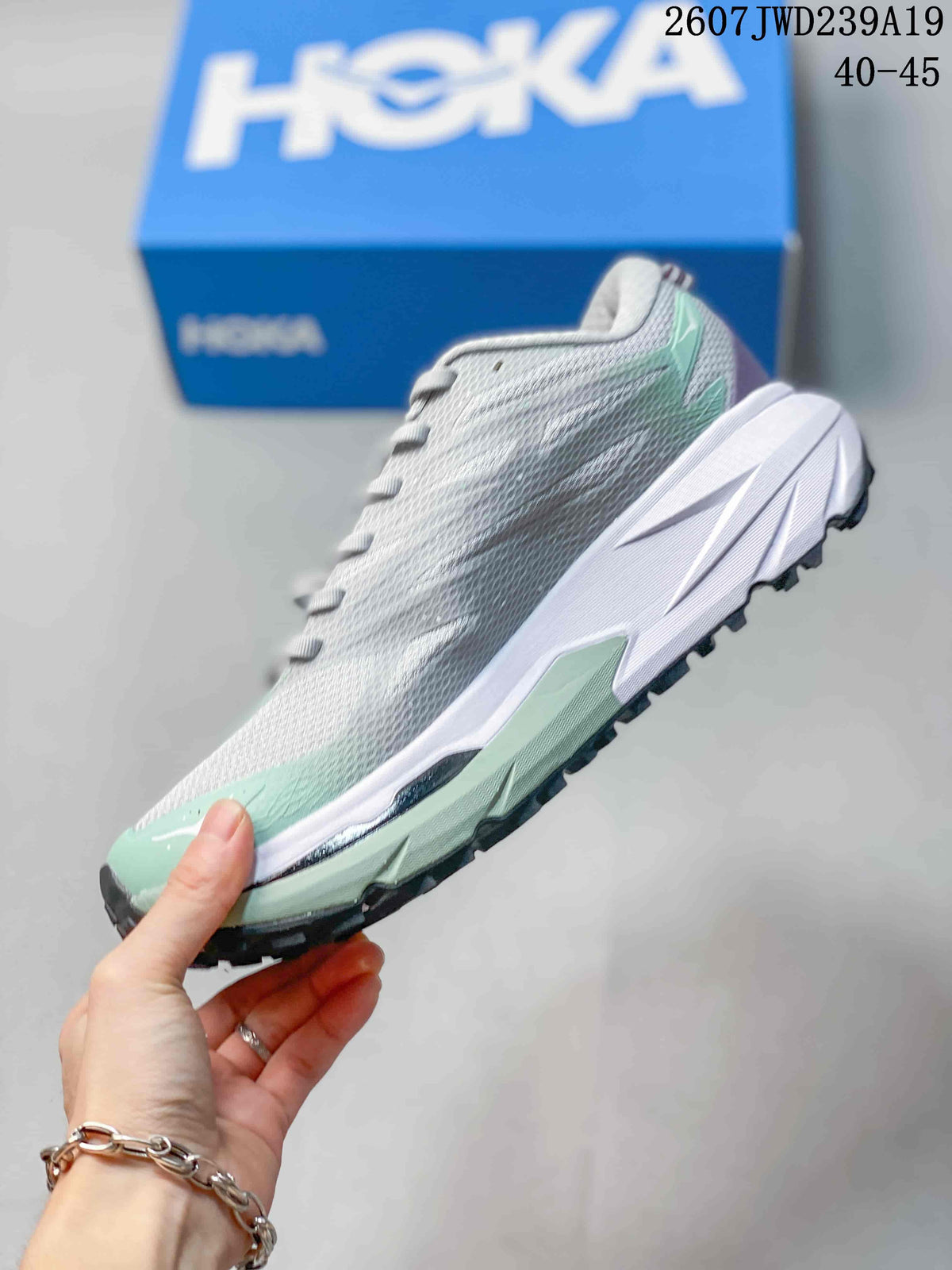 HOKA Rocket X 3 Low-Top Running Shoes in Gray Mint - product image from the listing.