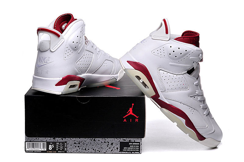 Air Jordan 6 Retro High Sneakers in White and Red - product image from the listing.