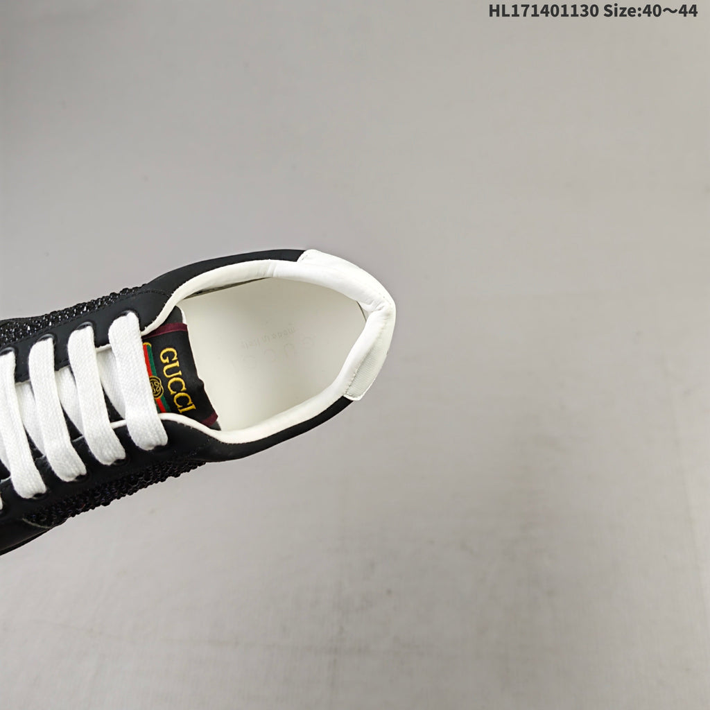 Gucci Screener Distressed Low-Top Sneakers in Black and White HL171401130 - product image from the listing.