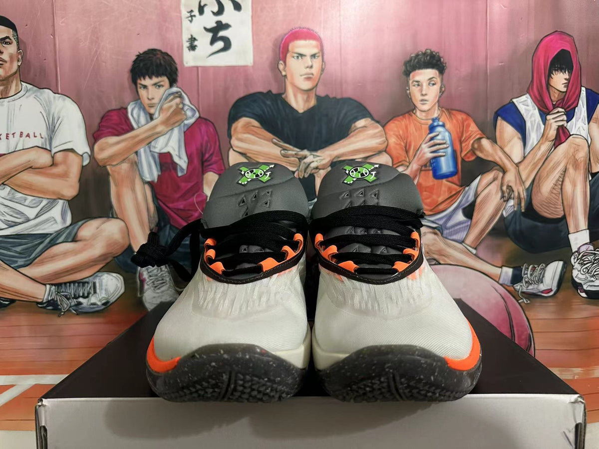 Nike Basketball Shoes in White, Gray, in Orange and Purple - product image from the listing.