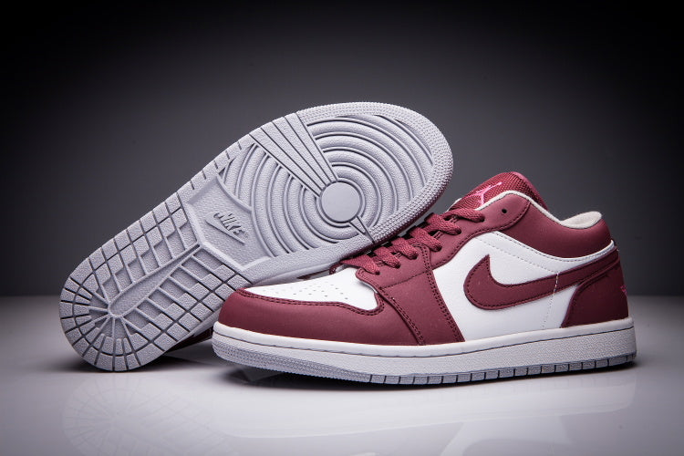 Air Jordan 1 Low Sneakers White and Burgundy - product image from the listing.