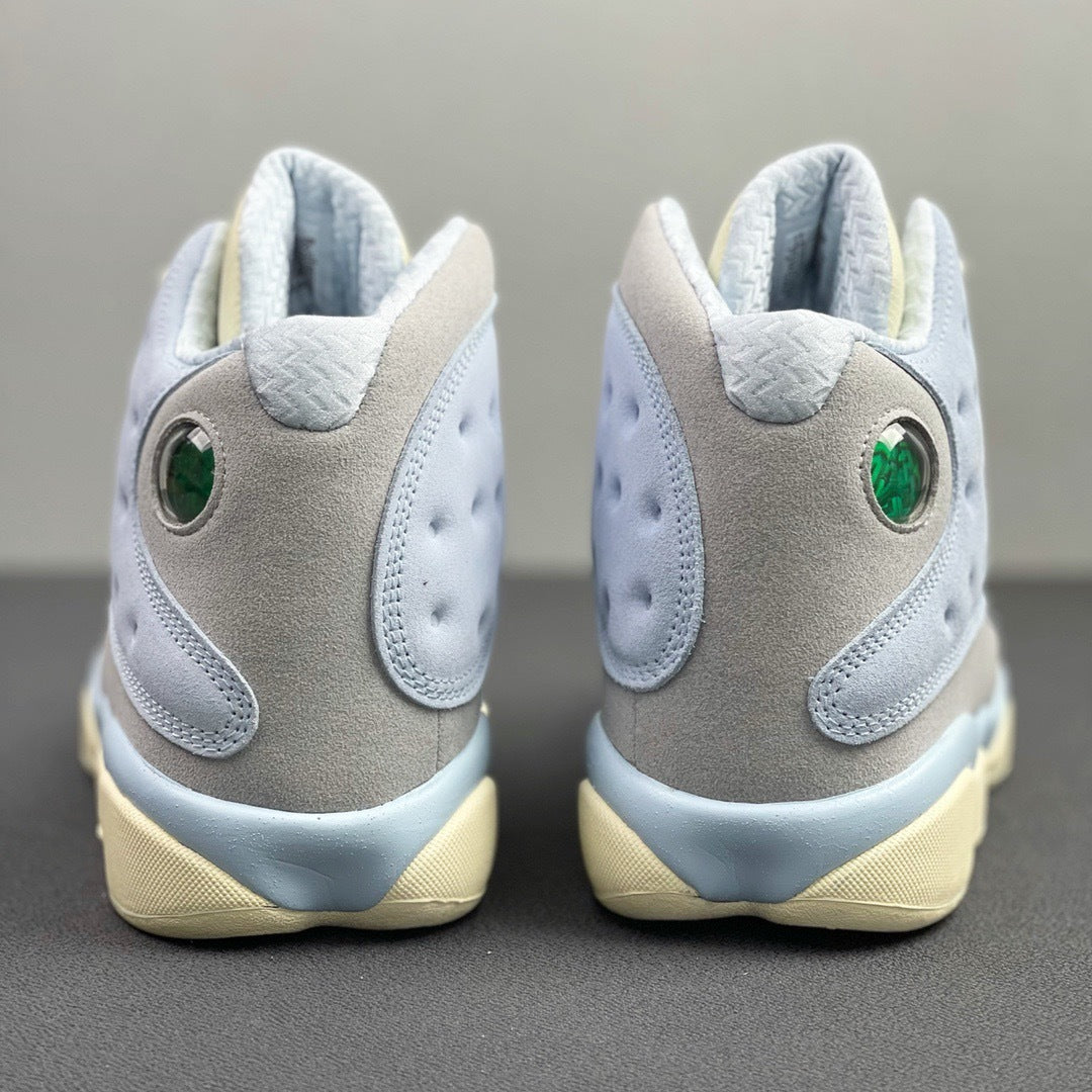 Blue and Cream Jordan 13 SoleFly DX5763-100 Sneakers - product image from the listing.