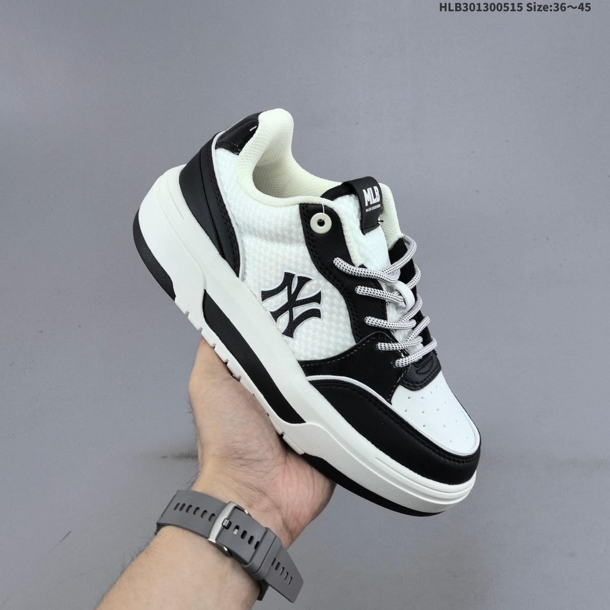 MLB Chunky Liner Low-Top Sneakers, in Black and White - product image from the listing.