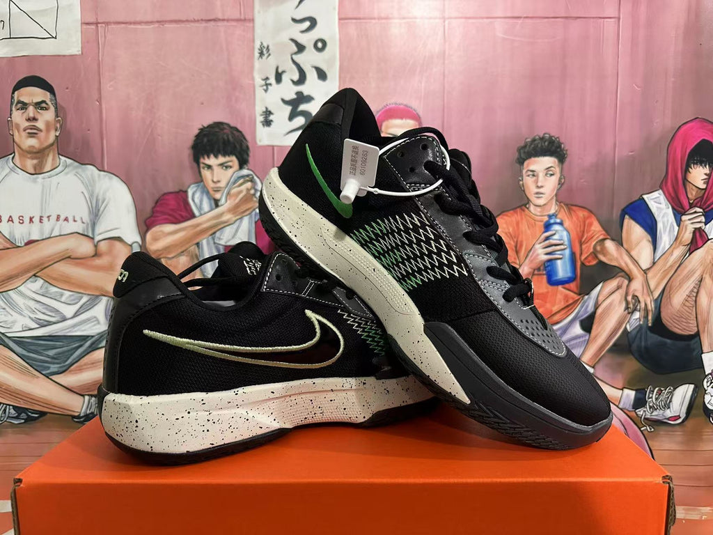 Nike Basketball Shoes in Black and Green - product image from the listing.