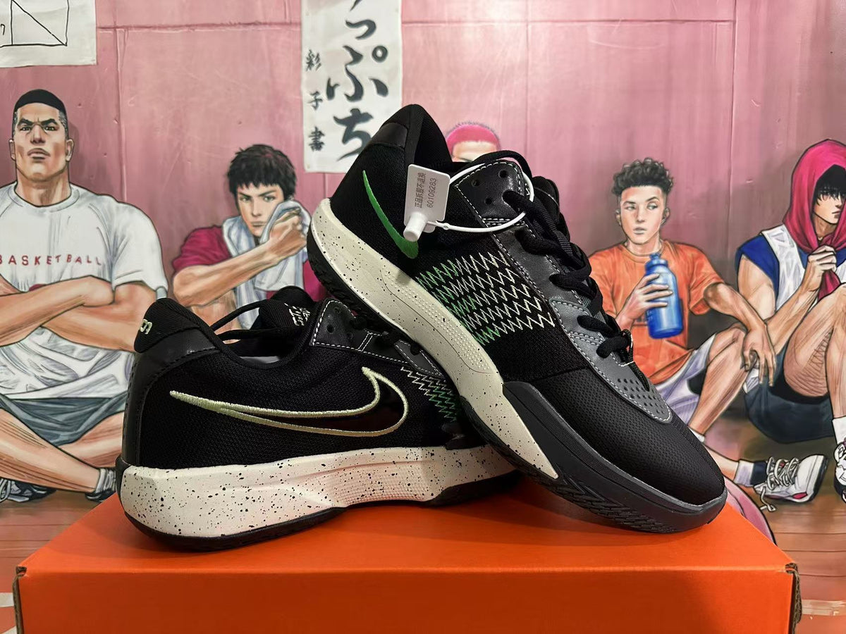 Nike Basketball Shoes in Black and Green - product image from the listing.