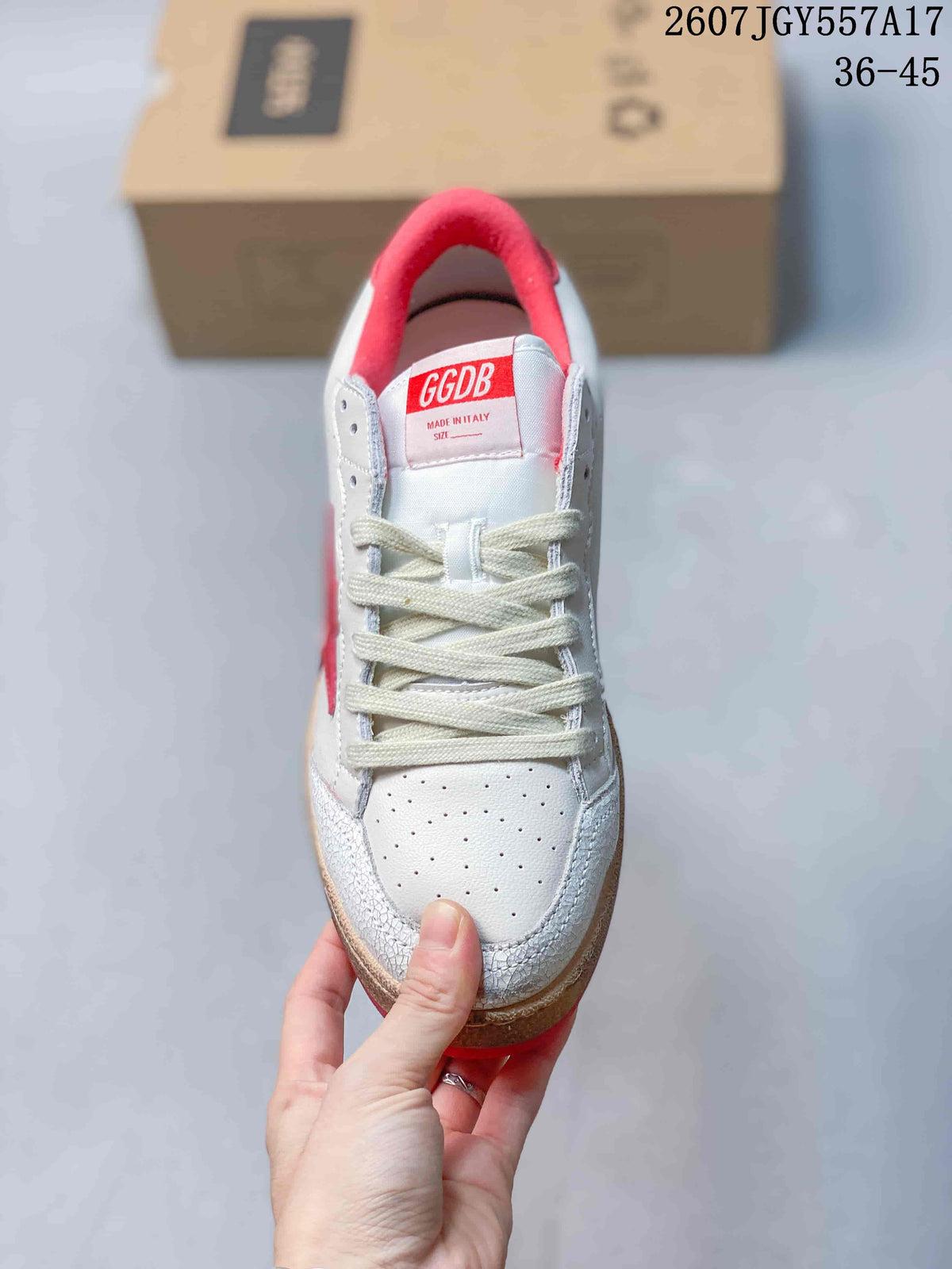 Golden Goose Ball Star Low-Top Sneakers in White Red 2607TGY557A17 - product image from the listing.