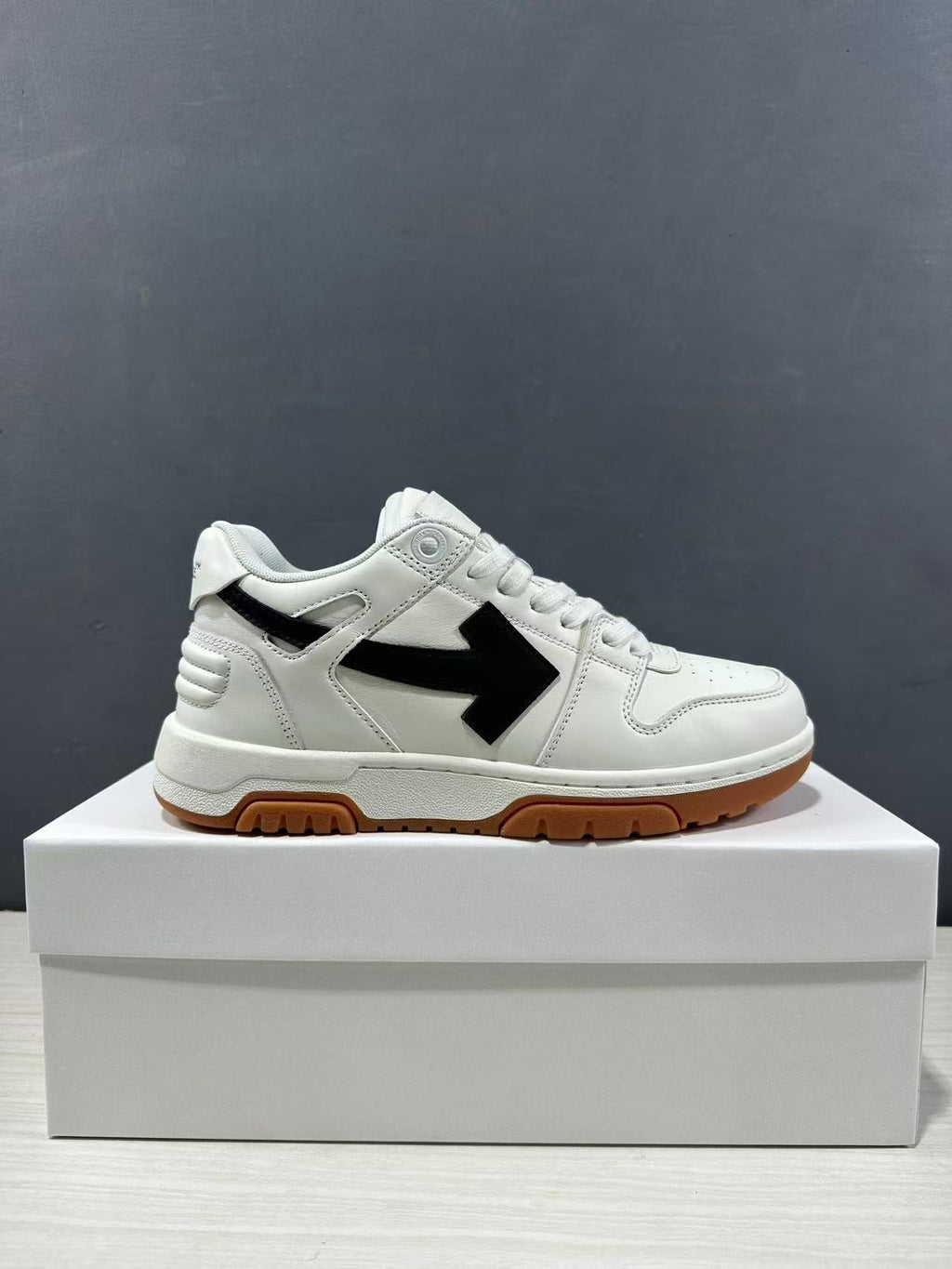 Off-White Out Of Office Sneakers in White Black OMIA189C99LEA0110110 - product image from the listing.