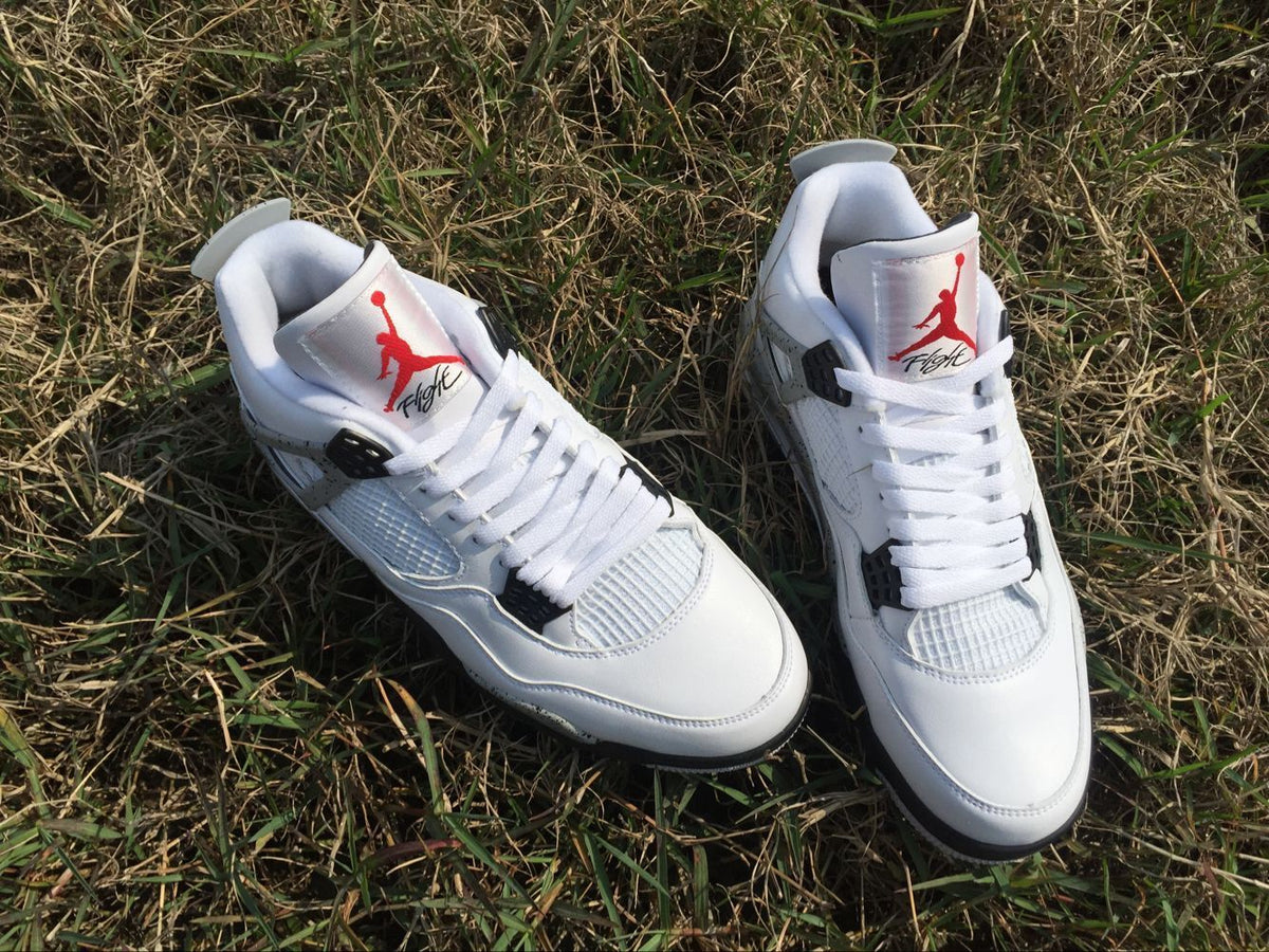 Men's Jordan 4 Retro White Cement Sneakers - product image from the listing.