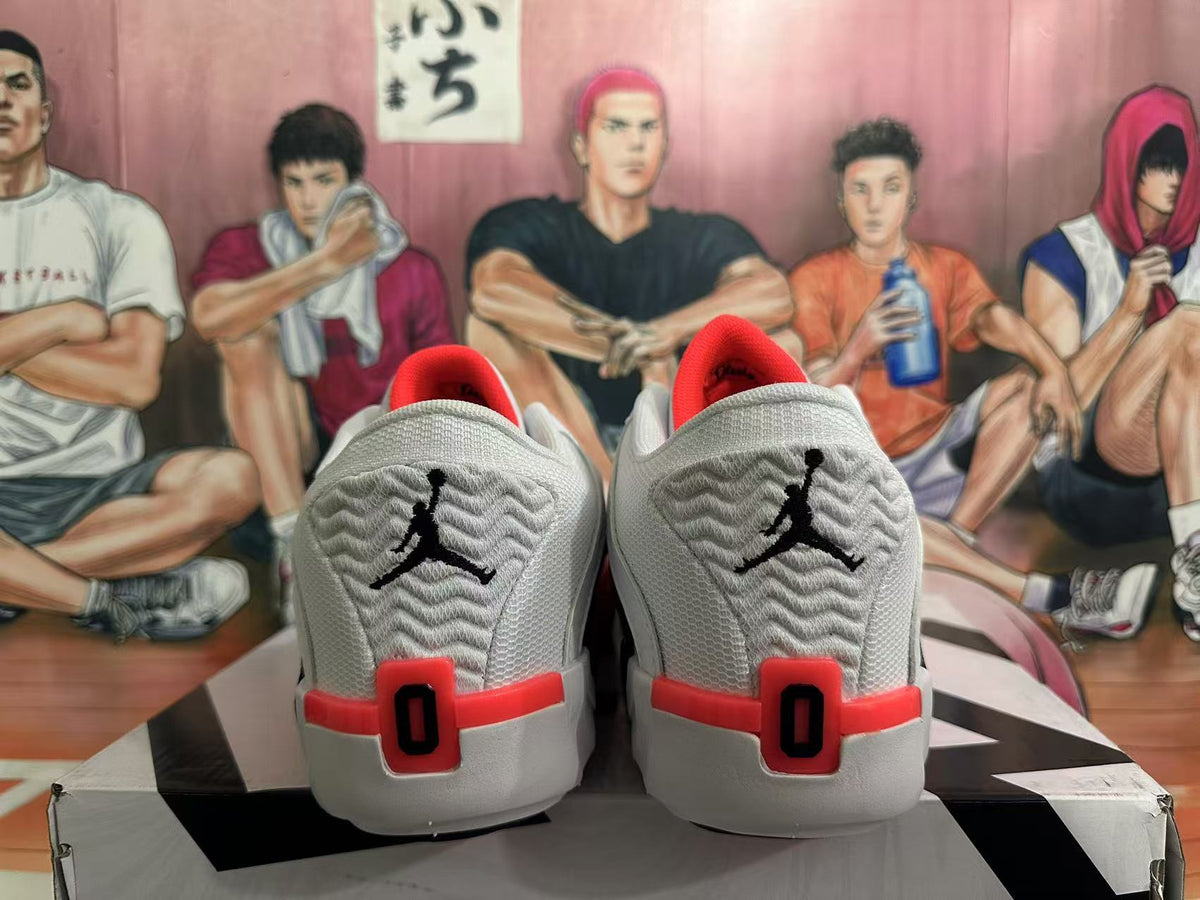 Jordan Basketball Sneakers in White Black Red - product image from the listing.