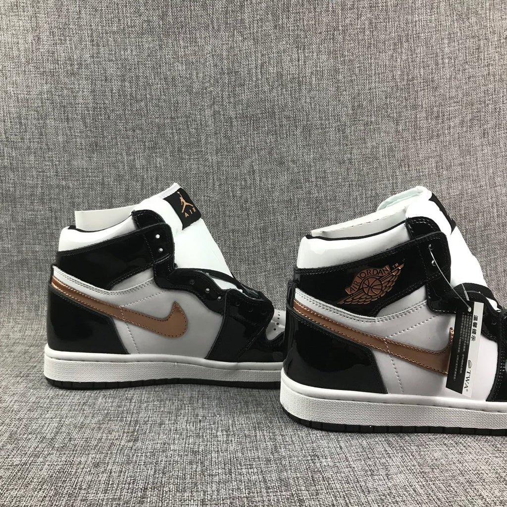 Black, White and Bronze Sneakers - Air Jordan 1 High - product image from the listing.