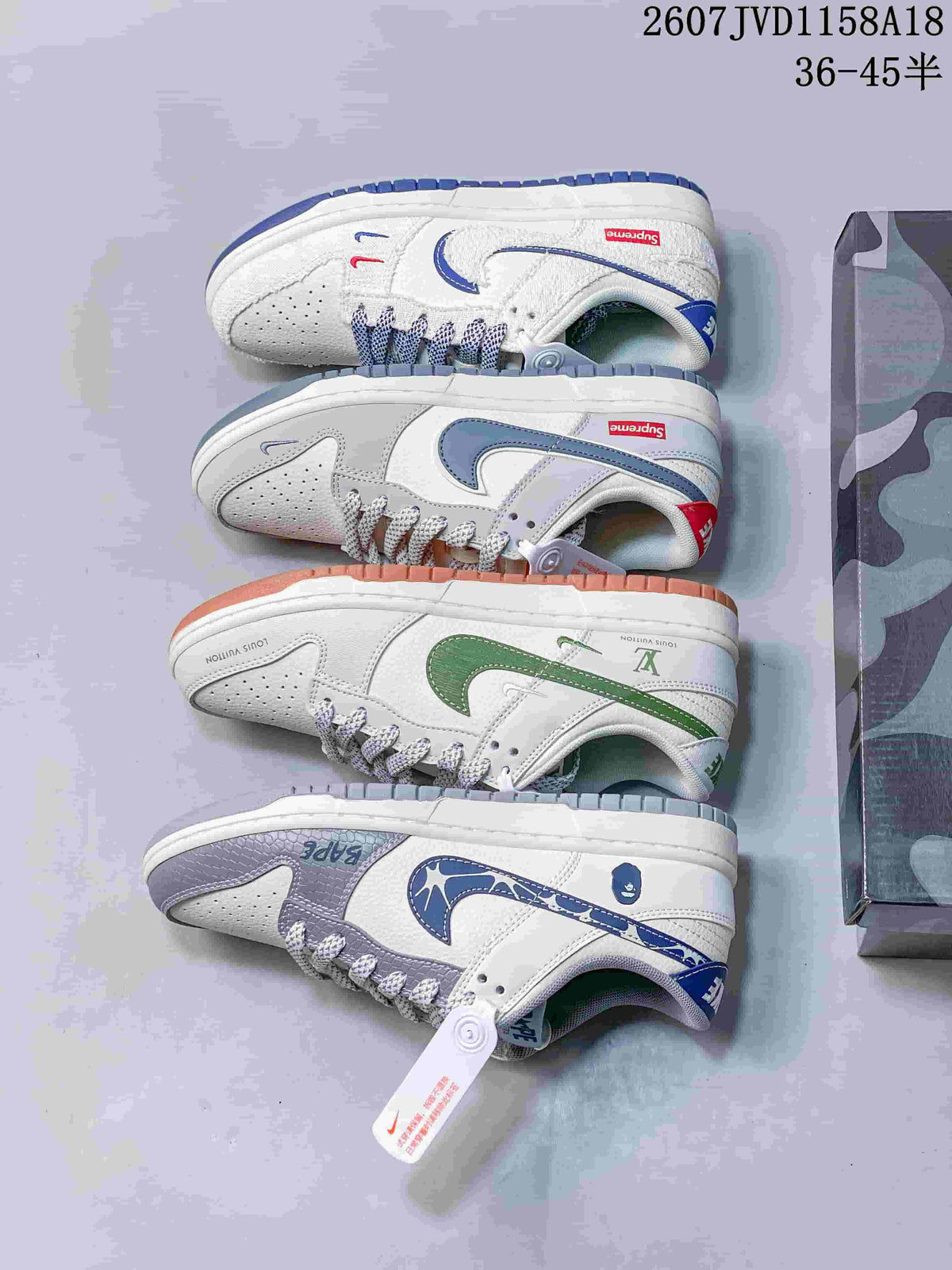 SB Dunk Low Gray Multi-Color Custom Style 2607JVD1158A18 by Nike - product image from the listing.