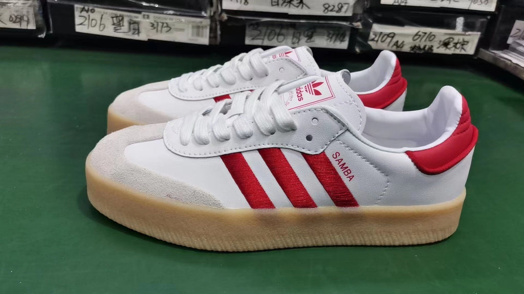 adidas Samba Platform Trainers White Red Gum Sole - product image from the listing.