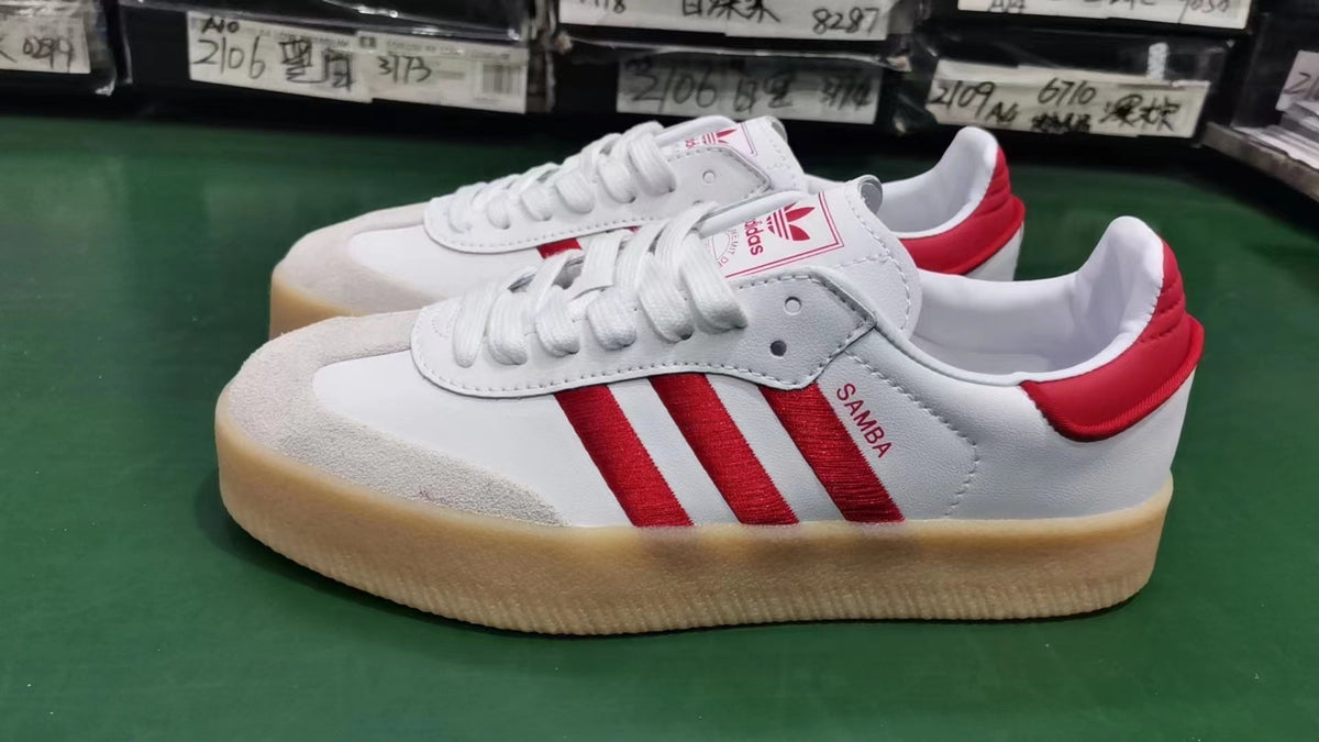 adidas Samba Platform Trainers White Red Gum Sole - product image from the listing.