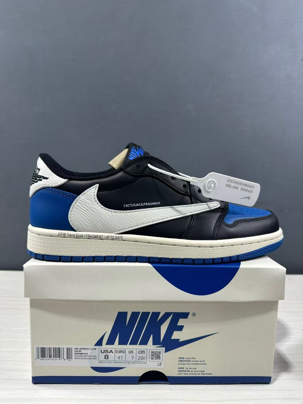 Air Jordan 1 Low Travis Scott Fragment Black Blue Sneakers - product image from the listing.