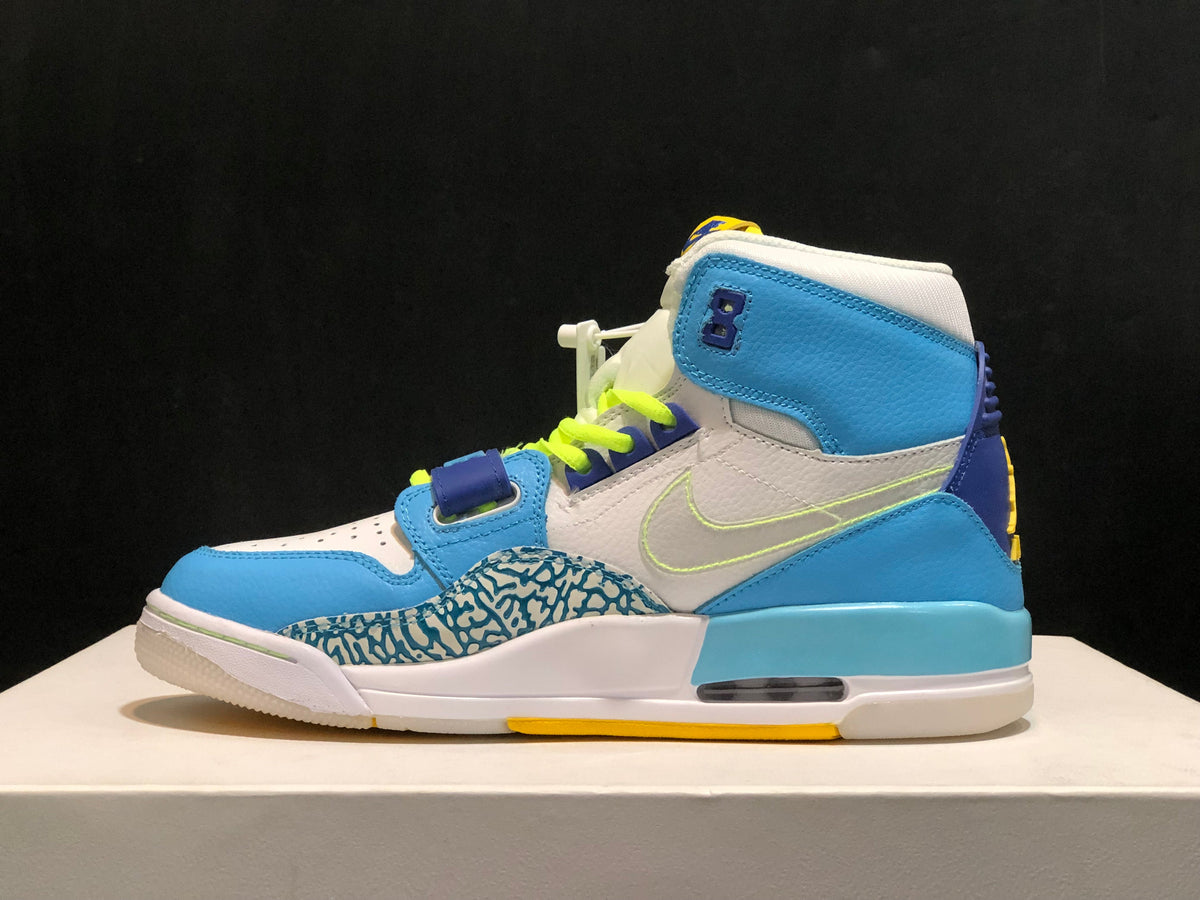 Air Jordan Legacy 312 Fly High-Top Sneakers, in White and Blue - product image from the listing.