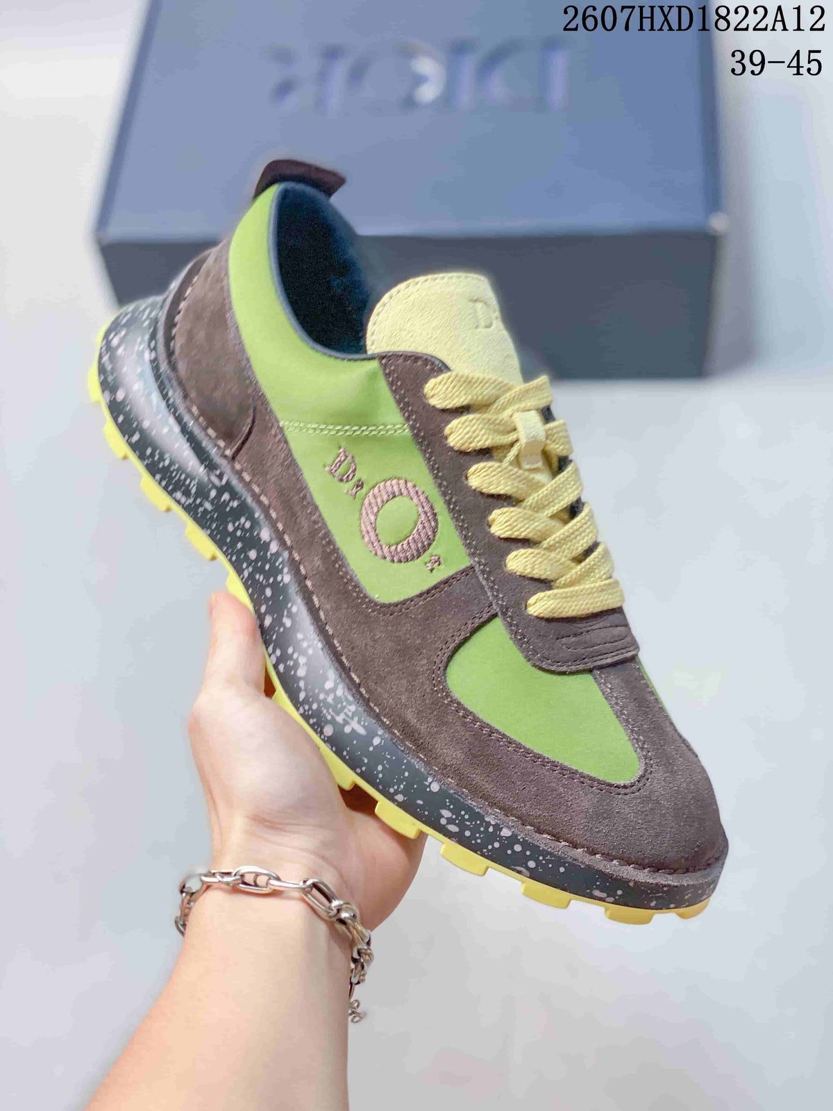Dior Squash Sneakers in Green and Brown 2607HXD1822A12 - product image from the listing.