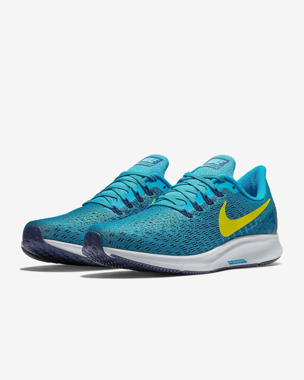 Nike Air Zoom Pegasus 35 Running Shoes in Blue Yellow - product image from the listing.