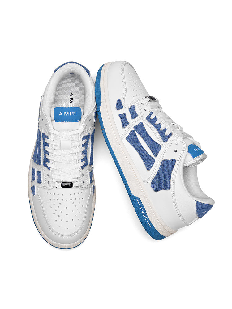 White and Denim Blue AMIRI Bone-Look Low-Top Sneakers - product image from the listing.