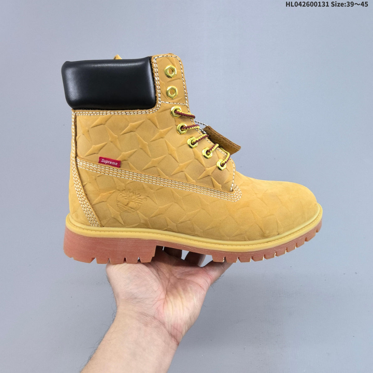 Embossed Leather-Style Lace-Up Boots by Timberland - product image from the listing.