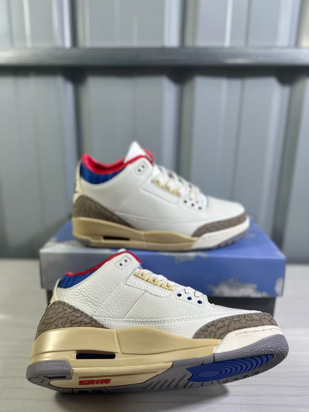 Air Jordan 3 Retro White Sport Royal Sneakers - product image from the listing.