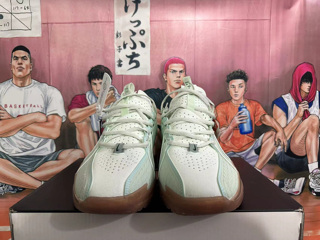 Nike G.T. Jump 2 Basketball Shoes, in Pale Green and White - product image from the listing.